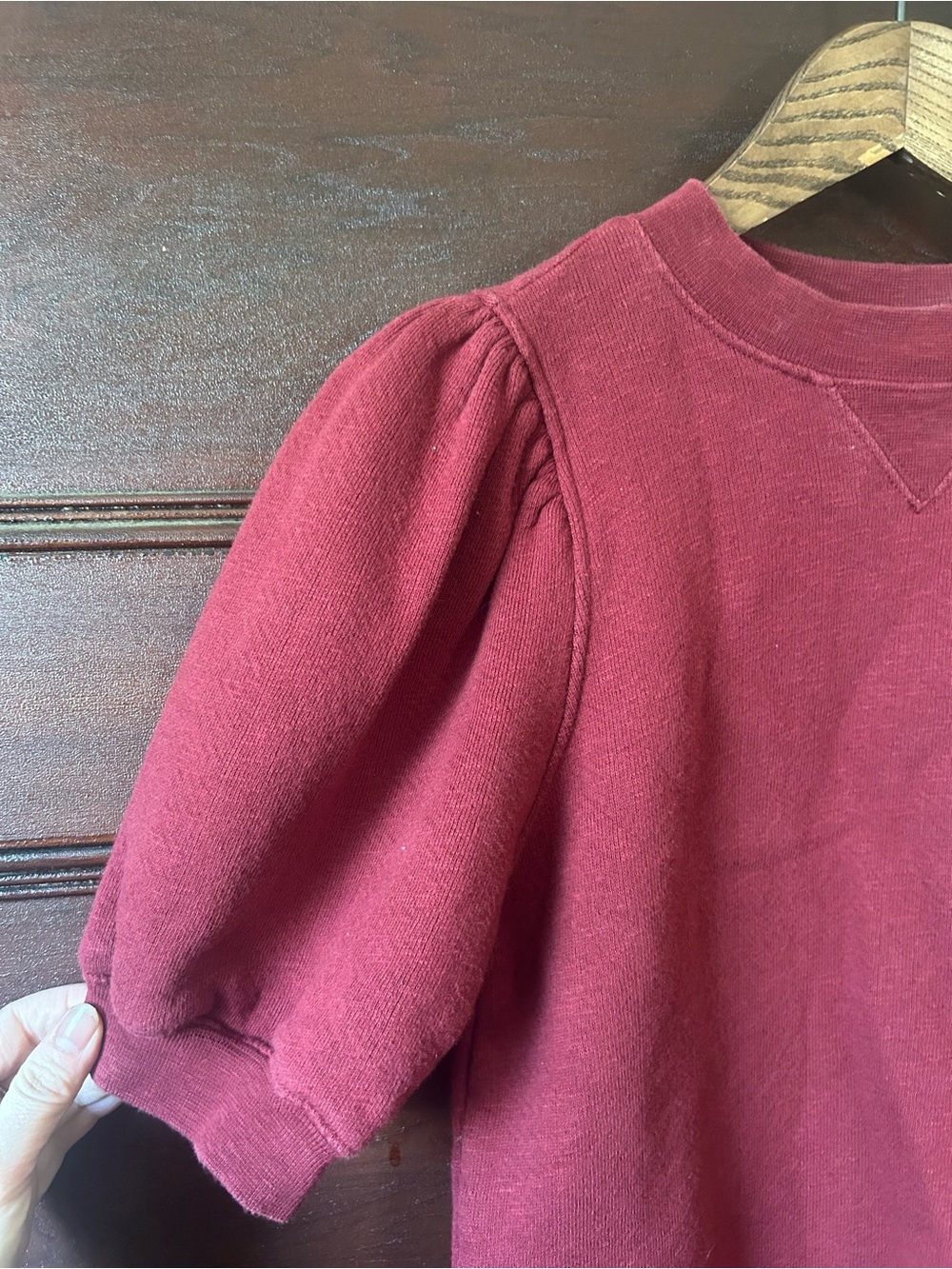 Ulla Johnson Crew Neck Puff Sleeve Maroon Sweatshirt Size Small - Picture 5 of 7